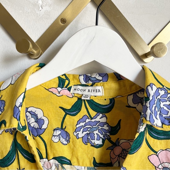 Moon River Yellow Floral Faux Wrap Dress - Picture 5 of 11